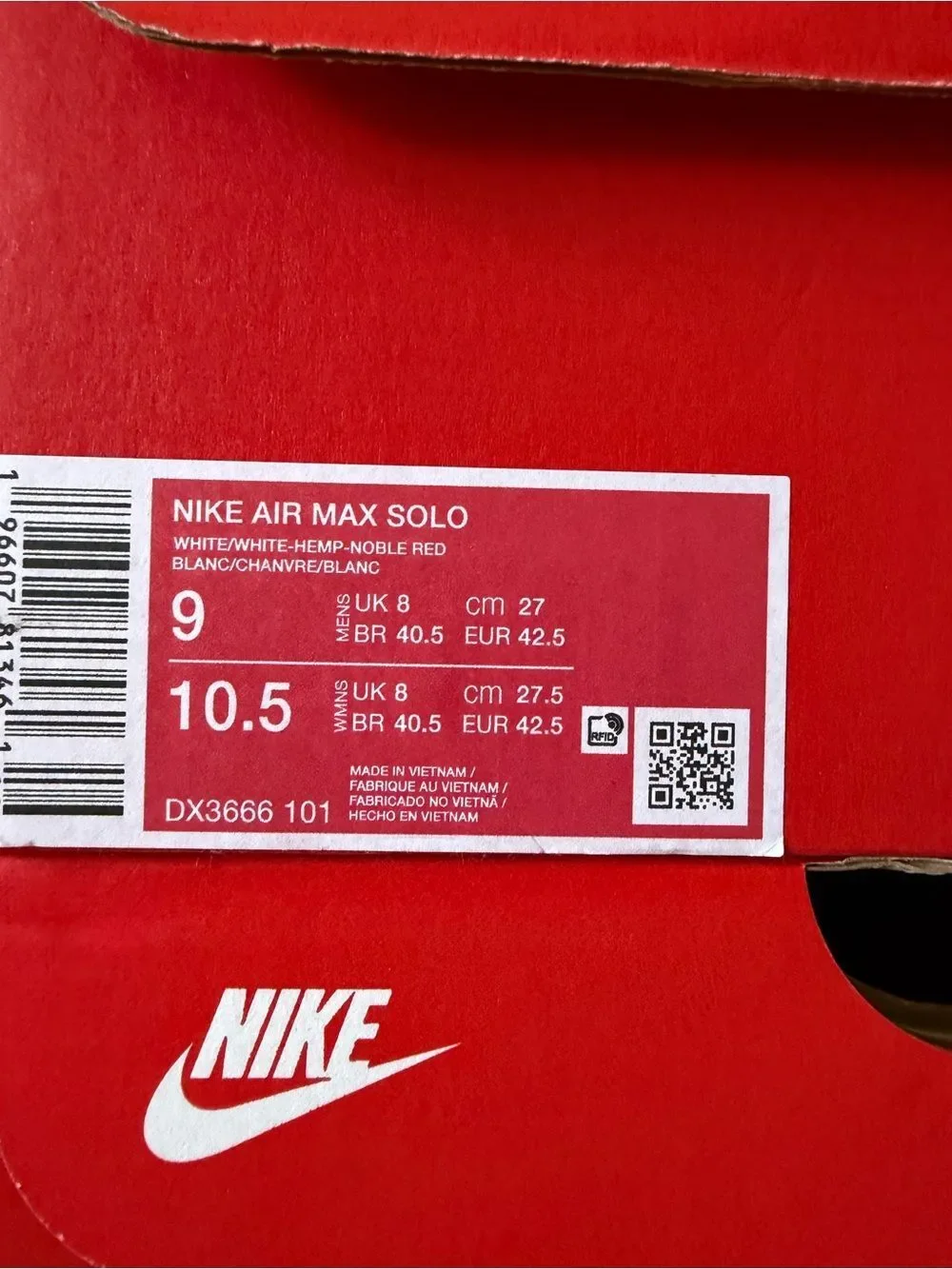 Nike Air Max Solo Noble Red DX3666-101 Men’s Size 9